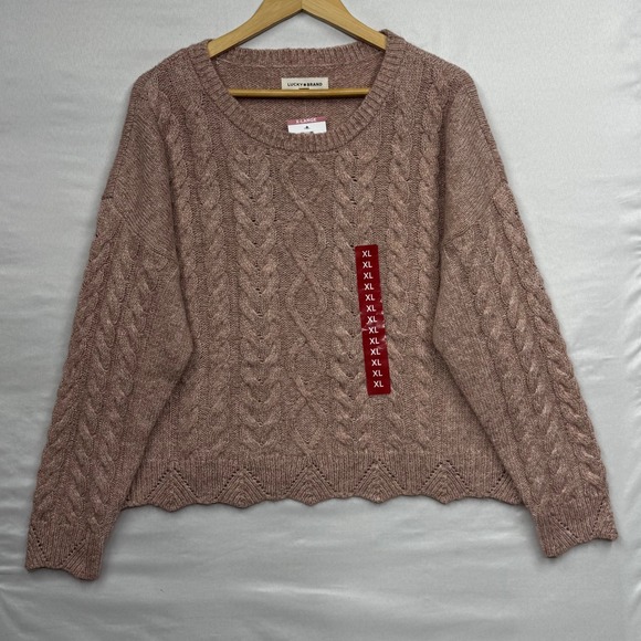 Lucky Brand Cable‎ Knit Sparkle Sweater Dusty Rose Pink XL NWT MSRP $99.50 - Picture 4 of 17